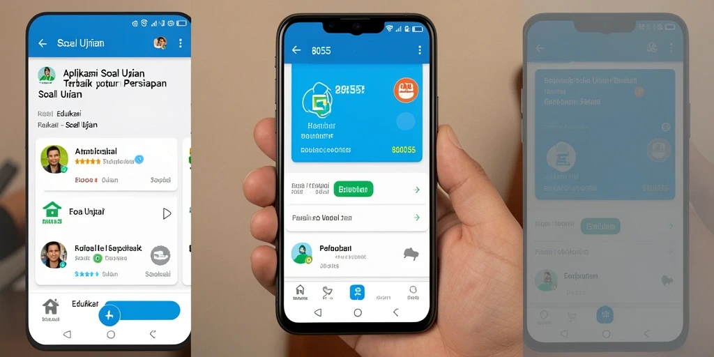 Tampilan antarmuka aplikasi Soal Ujian 8055 yang modern dan interaktif.