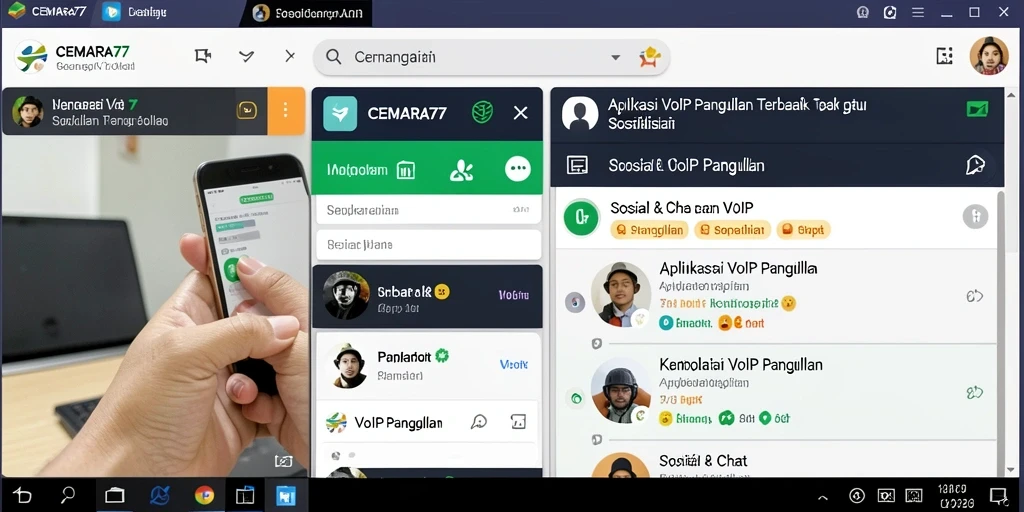 Antarmuka pengguna CEMARA77 untuk panggilan VoIP dengan fitur-fitur menarik.