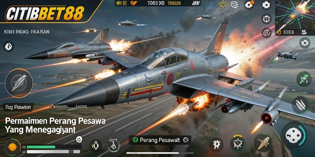 Tampilan antarmuka CITIBET88 menampilkan pesawat tempur dalam aksi yang mendebarkan.
