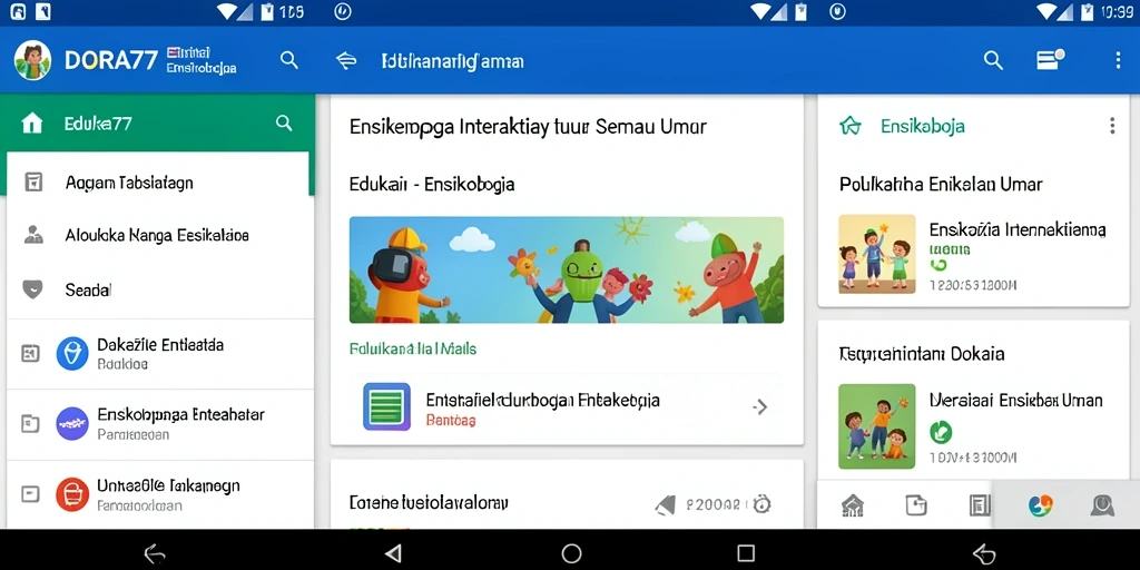 Antarmuka aplikasi DORA77 yang menampilkan informasi ensiklopedia.