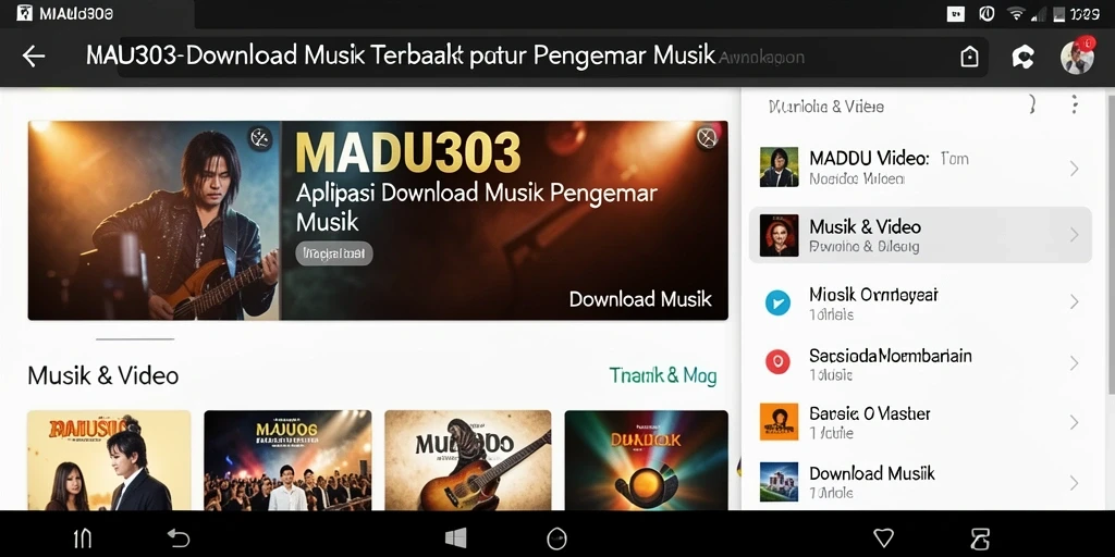 Tampilan antarmuka MADU303 yang menarik untuk download musik.