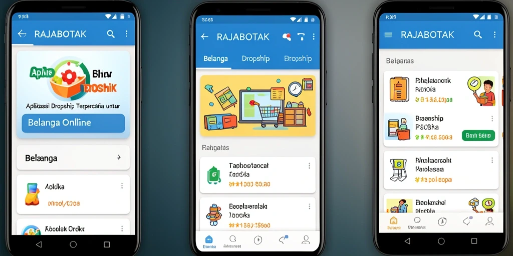Antarmuka aplikasi RAJABOTAK yang memudahkan proses dropship.