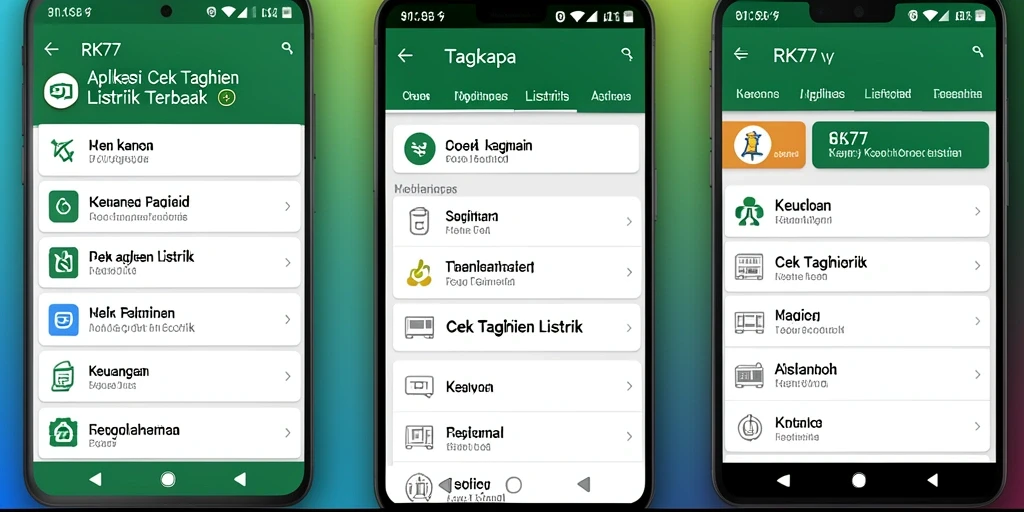 Antarmuka pengguna RK77 menampilkan informasi tagihan listrik secara jelas.