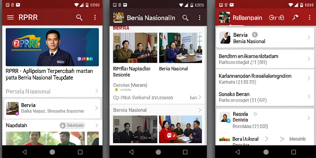 Antarmuka aplikasi RPRR yang intuitif untuk berita nasional.