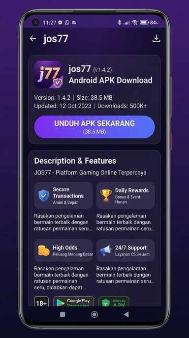 Unduh dan Instal APK jos77 untuk Android Anda